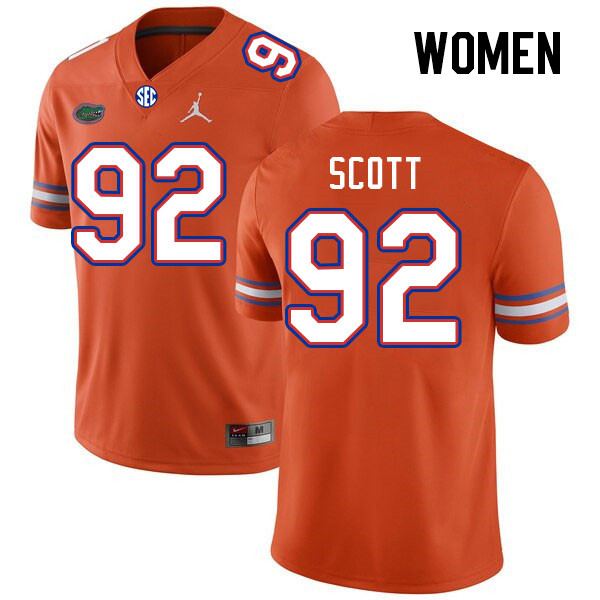 Women #92 Sebastian Scott Florida Gators College Football Jerseys Stitched Sale-Orange